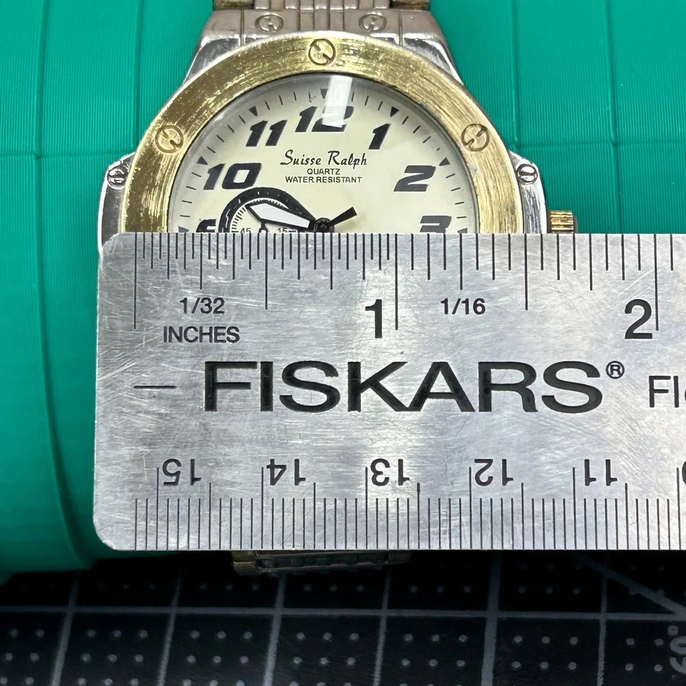 Suisse Ralph‎ 3189 Mens Two Tone Quartz Watch Silver Gold Industrial Cream Dial